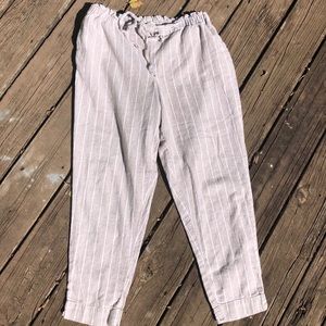 Beach Lunch Lounge Tan with White Stripe Pants LG